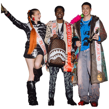 Zaini Casual Unisex Sprayground - Brown And Cream Drip Check Shark Backpack - Marrone