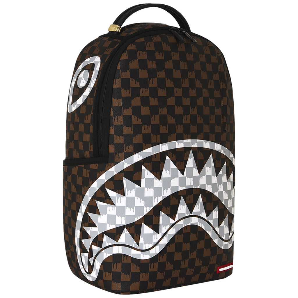 Zaini Casual Unisex Sprayground - Brown And Cream Drip Check Shark Backpack - Marrone