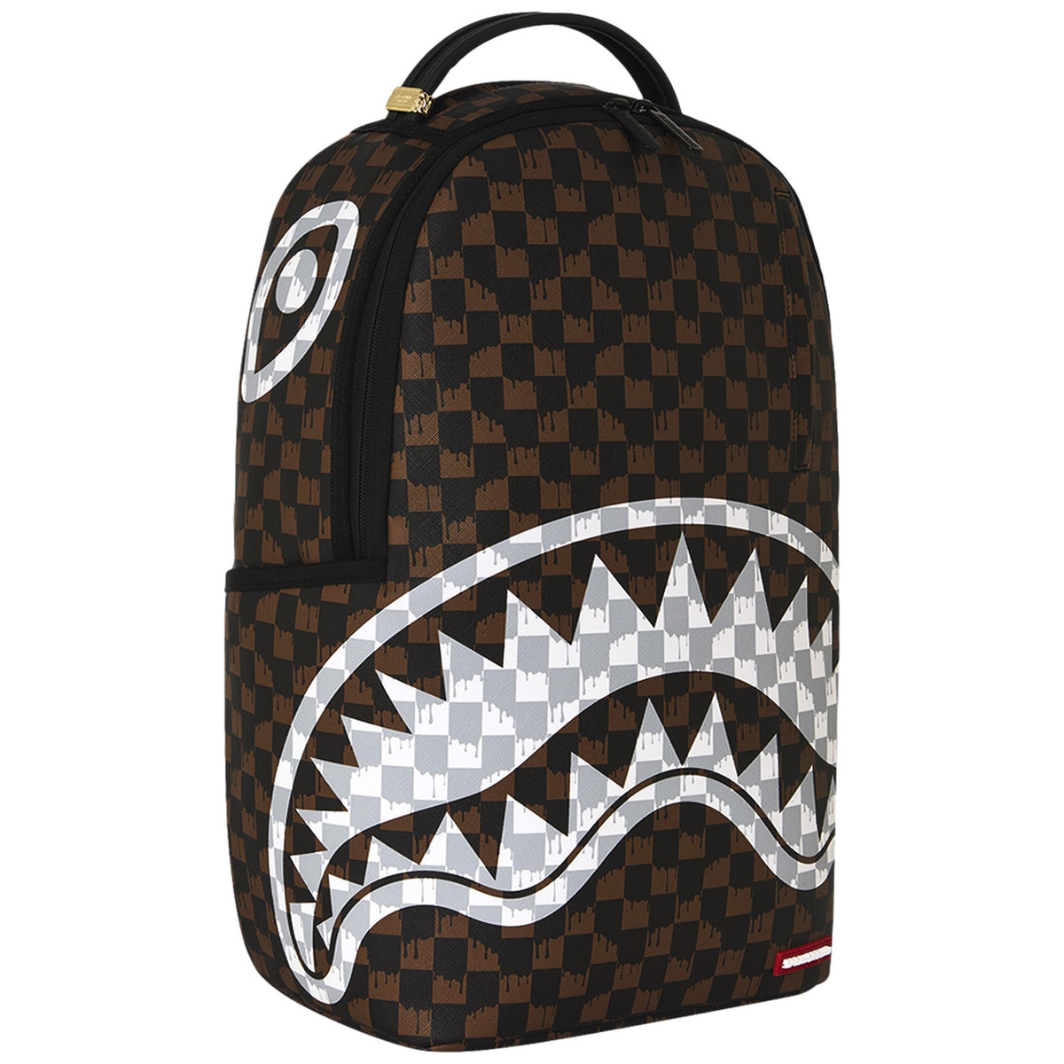 Zaini Casual Unisex Sprayground - Brown And Cream Drip Check Shark Backpack - Marrone
