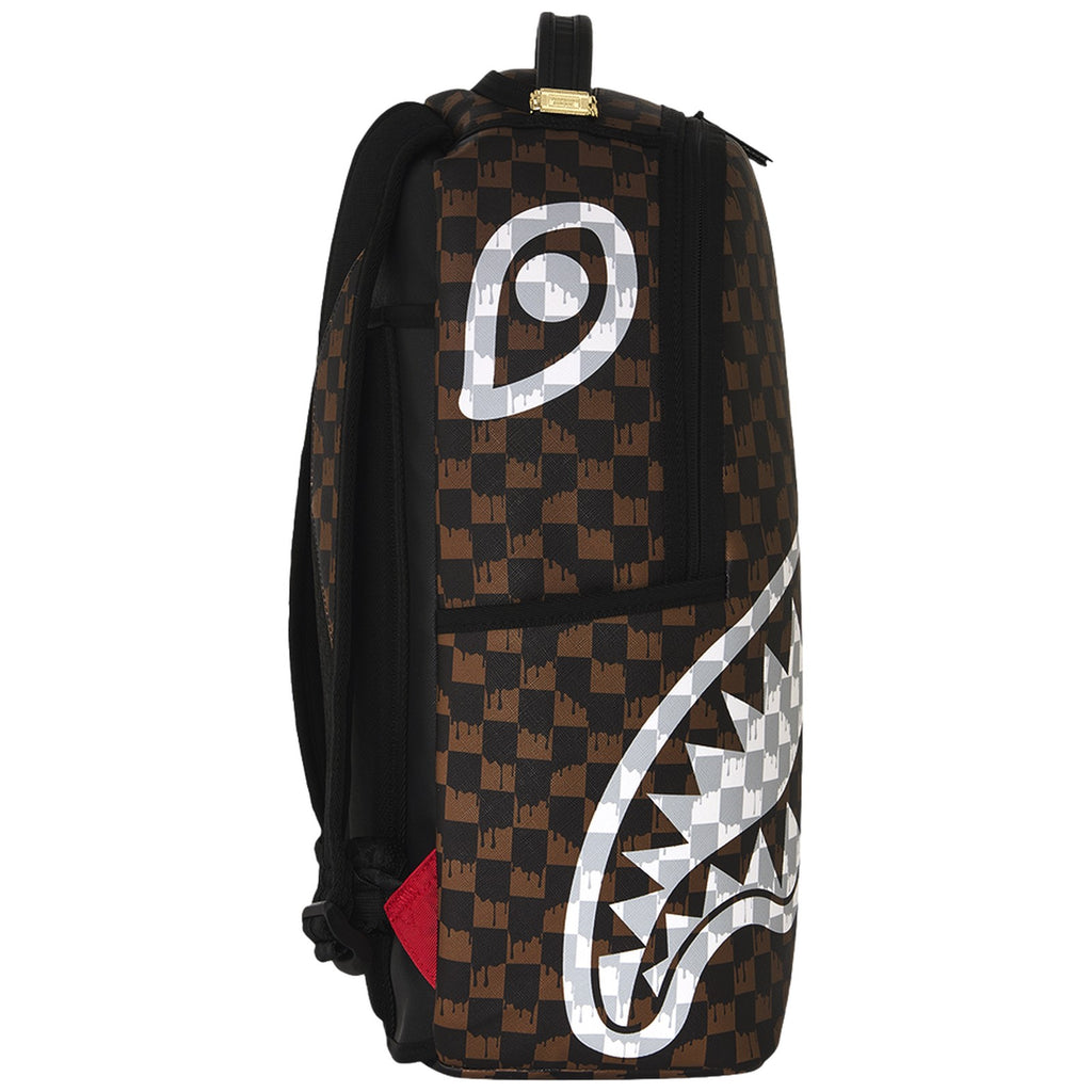 Zaini Casual Unisex Sprayground - Brown And Cream Drip Check Shark Backpack - Marrone