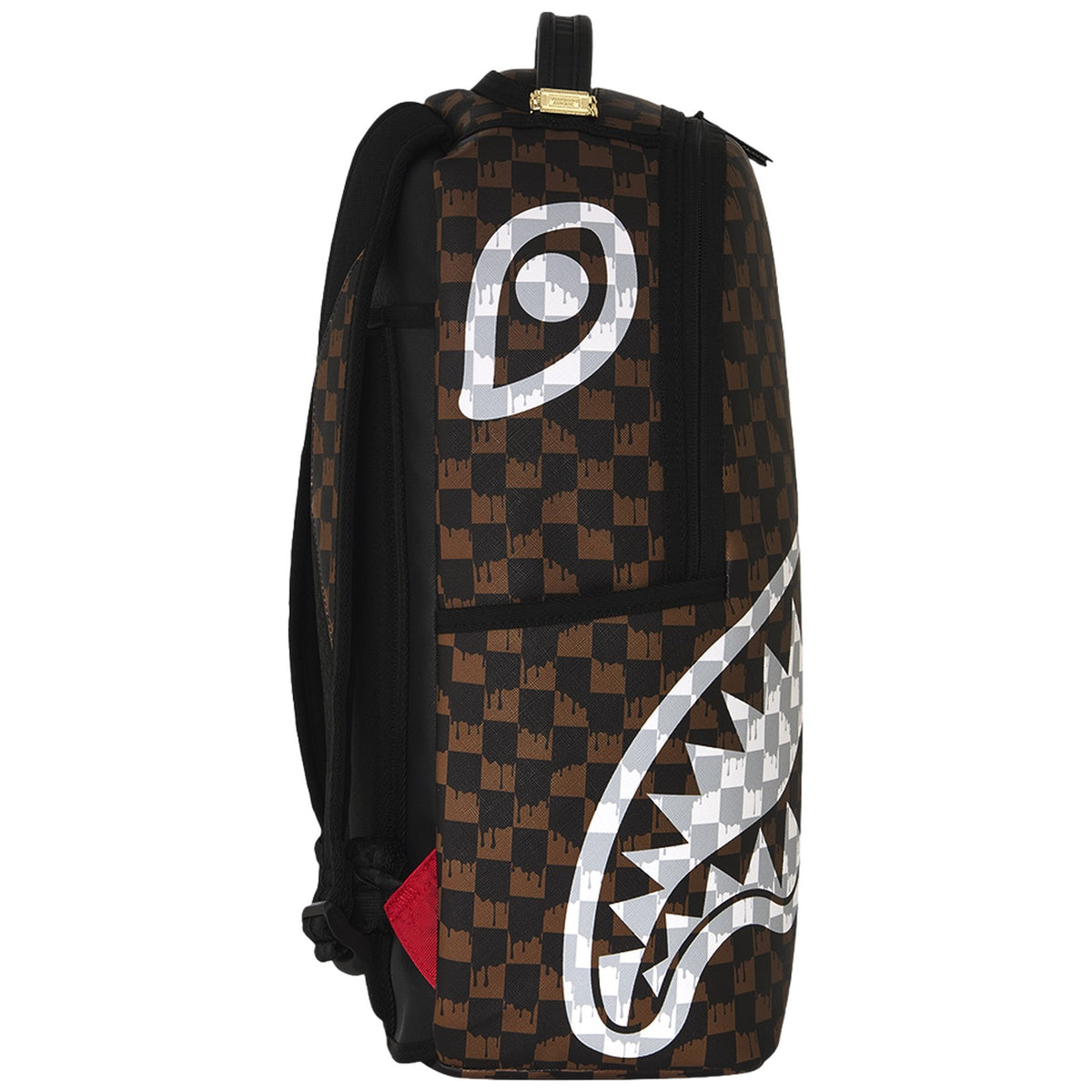 Zaini Casual Unisex Sprayground - Brown And Cream Drip Check Shark Backpack - Marrone