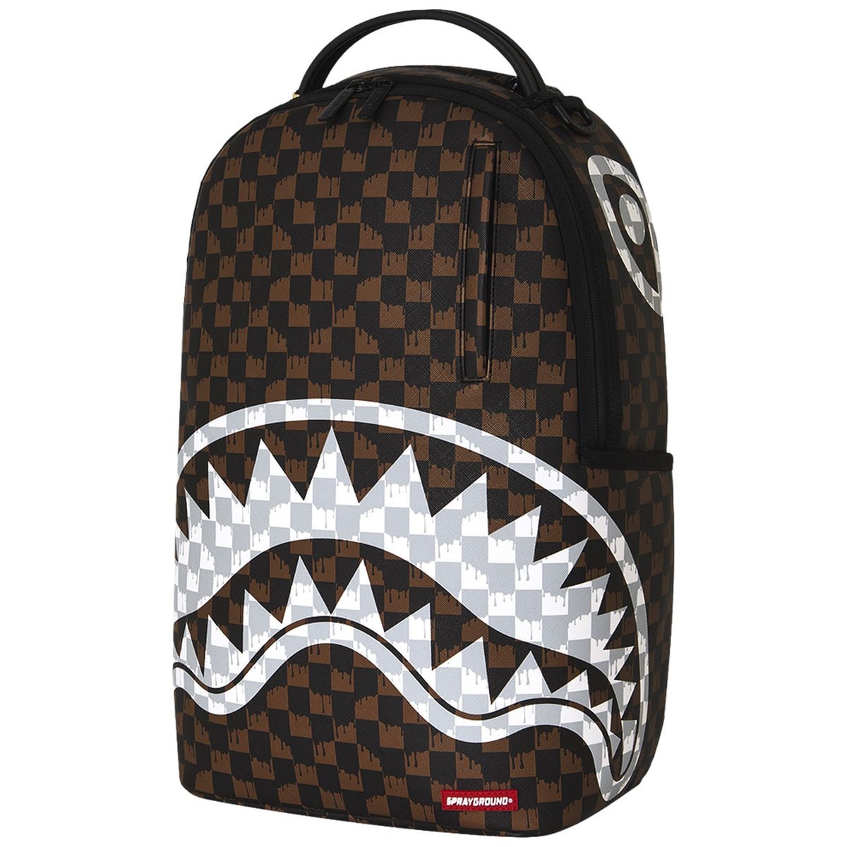 Zaini Casual Unisex Sprayground - Brown And Cream Drip Check Shark Backpack - Marrone