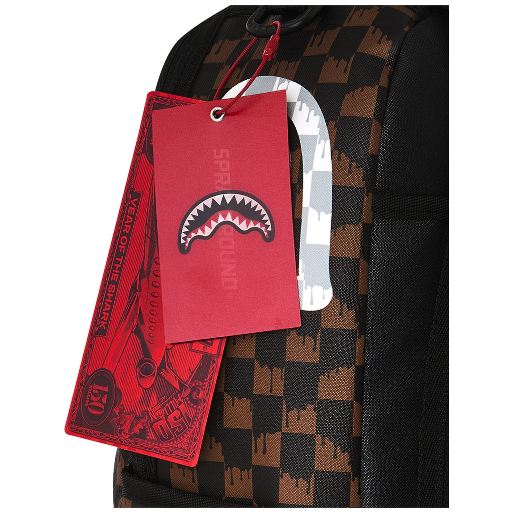 Zaini Casual Unisex Sprayground - Brown And Cream Drip Check Shark Backpack - Marrone