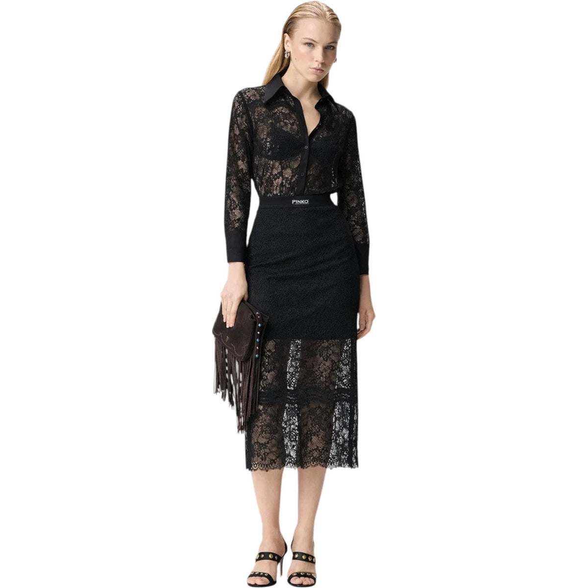 Bluse e camicie Donna Pinko - Coline Camicia Pizzo Rebrode - Nero