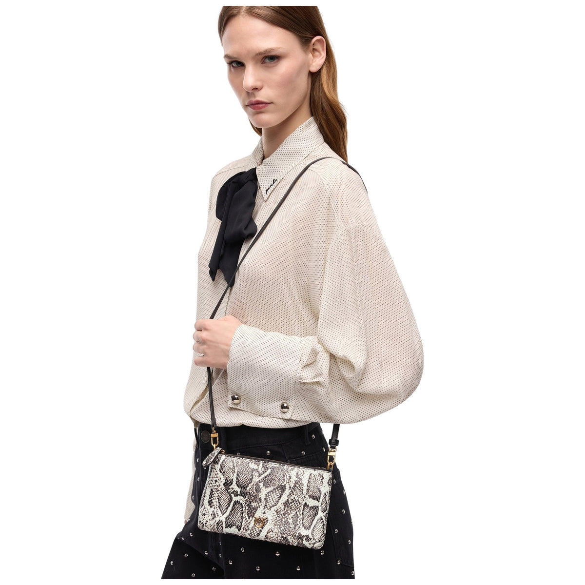 Pochette e Clutch Donna Pinko - Flat Horizontal Mini Python Pr - Nero