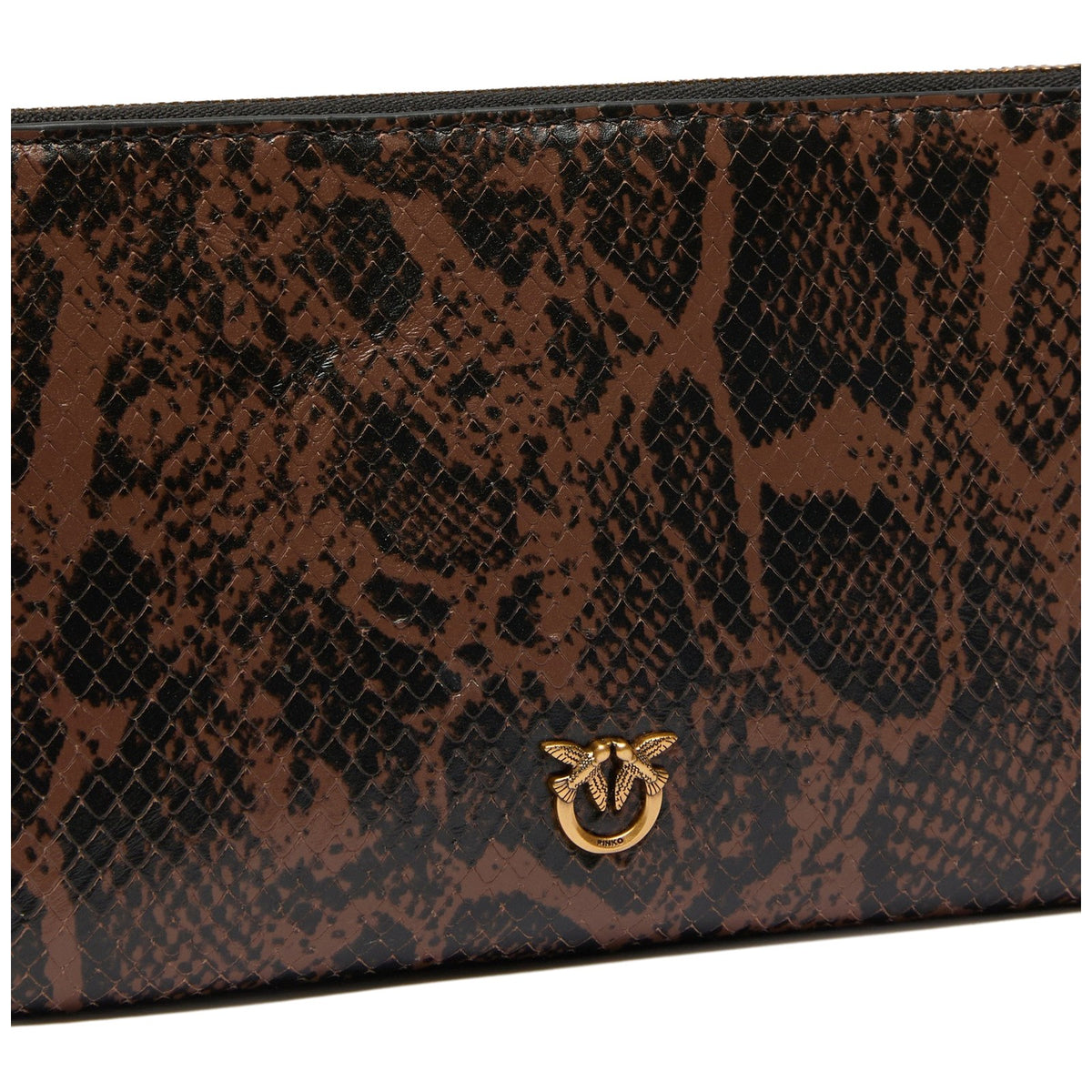 Pochette e Clutch Donna Pinko - Flat Horizontal Mini Python Pr - Marrone