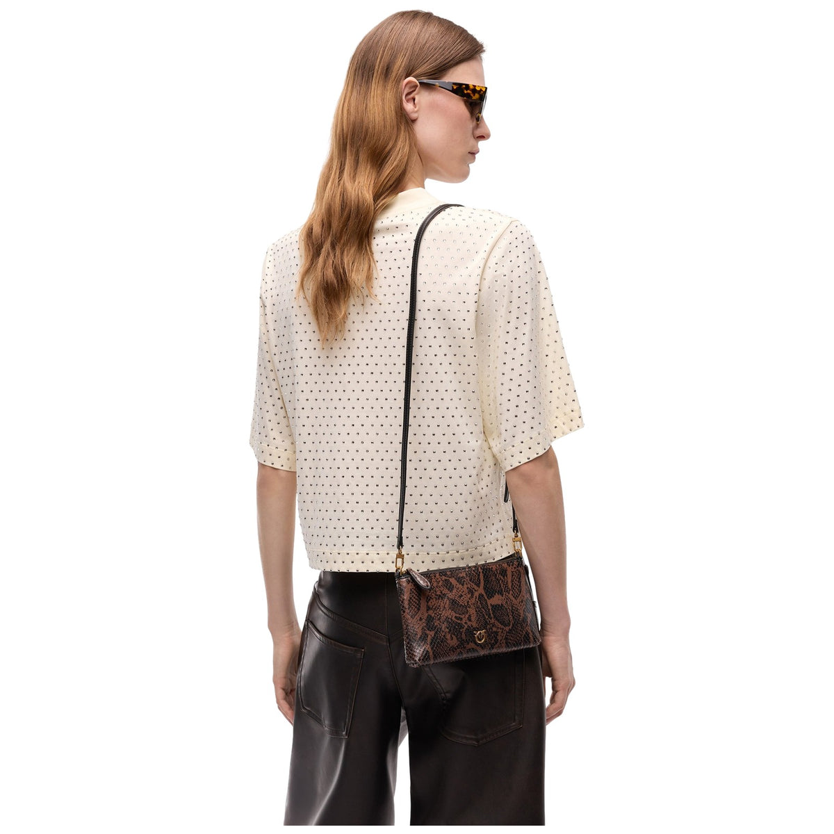 Pochette e Clutch Donna Pinko - Flat Horizontal Mini Python Pr - Marrone