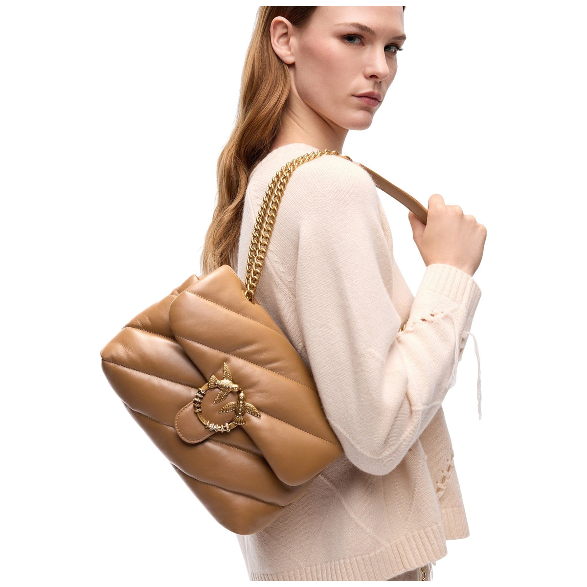 Borse a mano Donna Pinko - Puff Classic New Buckle Sheep - Marrone