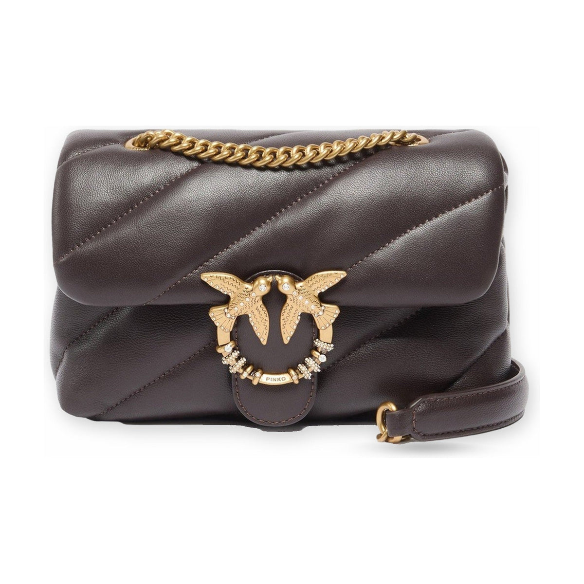 Borse a spalla Donna Pinko - Puff Mini New Buckle Sheep Nap - Marrone