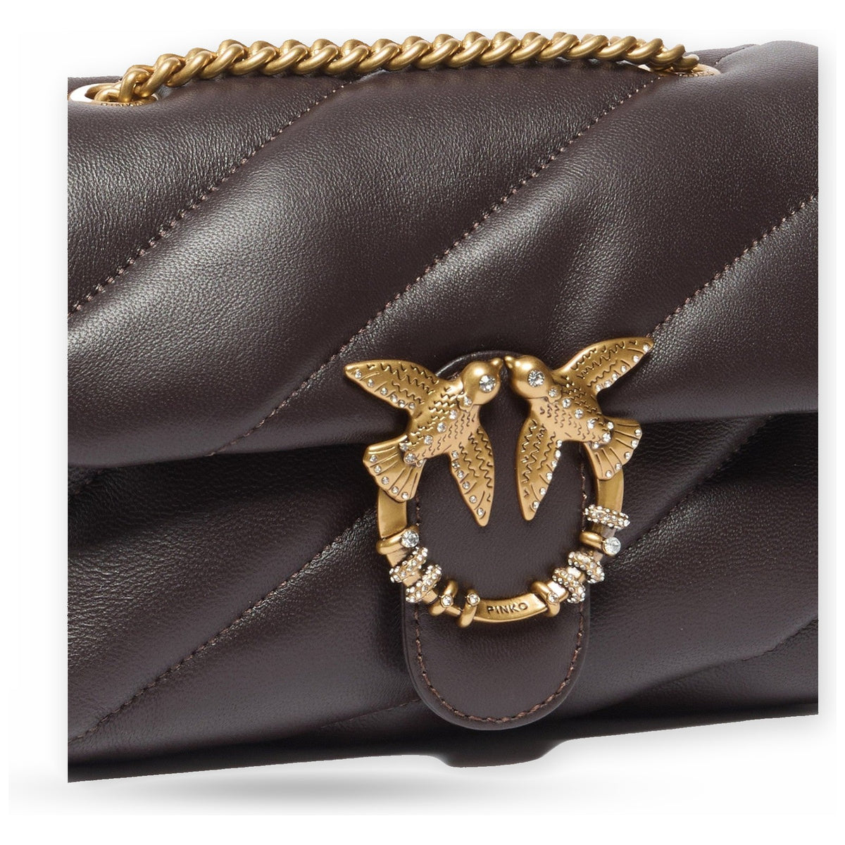Borse a spalla Donna Pinko - Puff Mini New Buckle Sheep Nap - Marrone