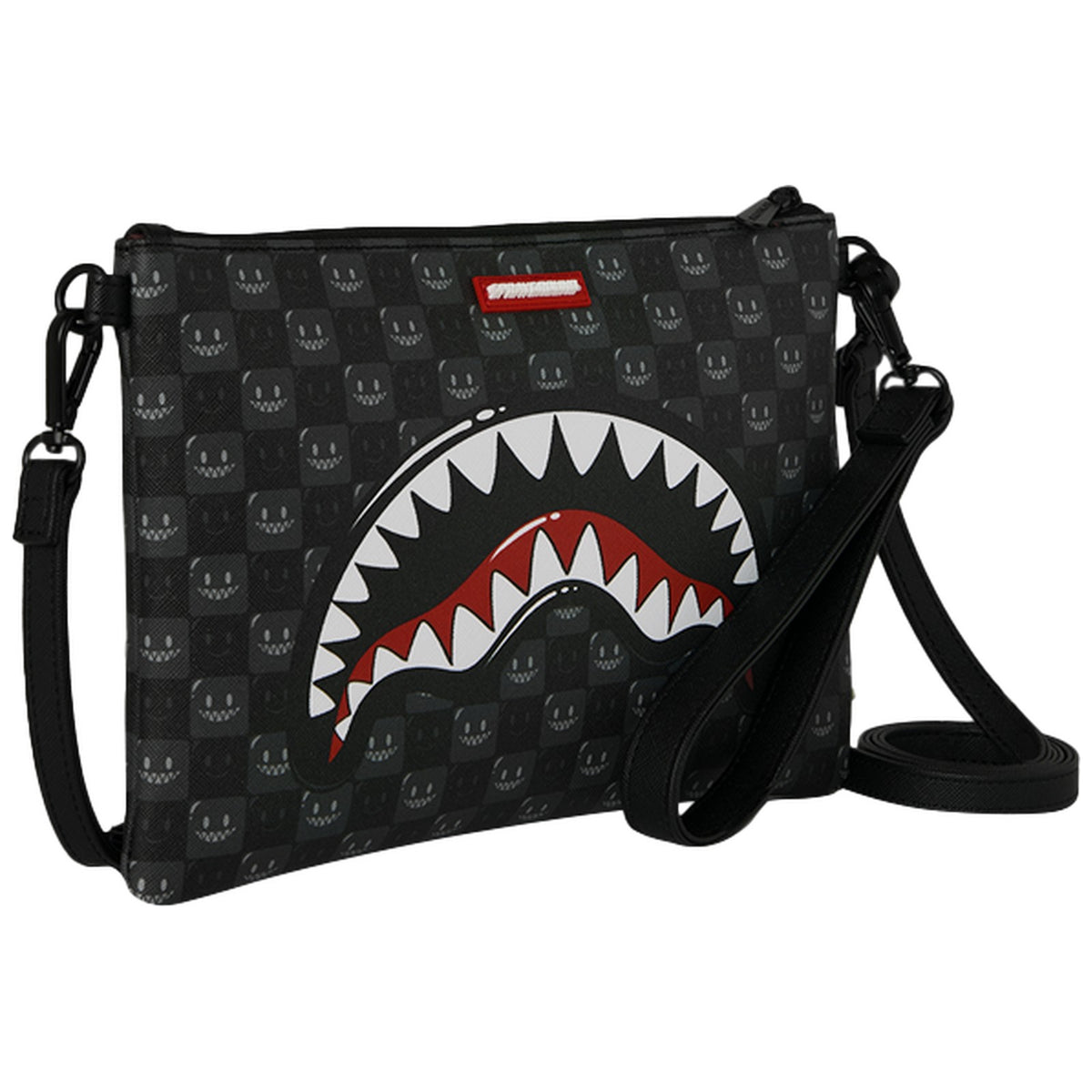 Tote da viaggio Unisex Sprayground - Sharks In Paris Wtf Bubbly Black Check Crossover Clutch - Nero