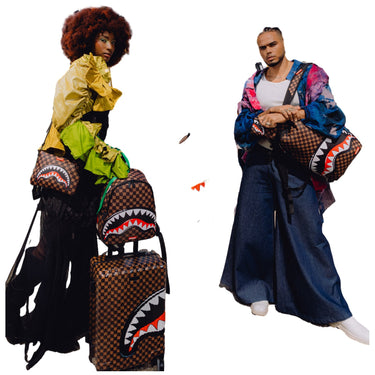 Beauty Case Unisex Sprayground - Sharks In Paris Wtf Bubble Brown Check Pouch - Marrone