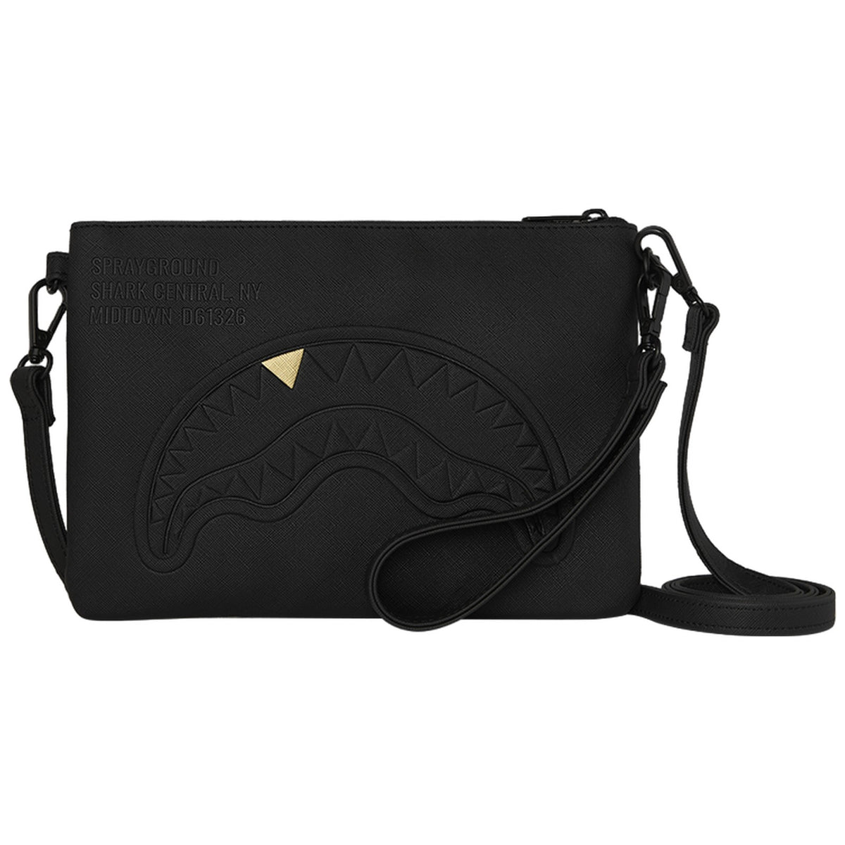 Tote da viaggio Unisex Sprayground - Blacked Out Embossed Gold Tooth Crossover Clutch - Nero