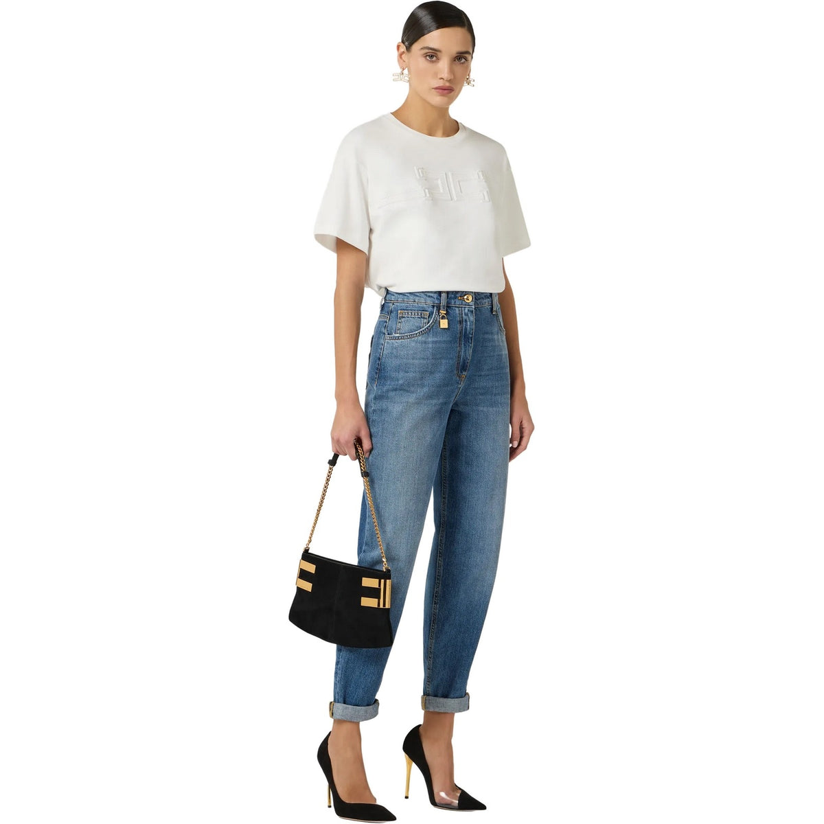 Pantaloni Donna Elisabetta Franchi - Pantalone mod. jeans - Blu