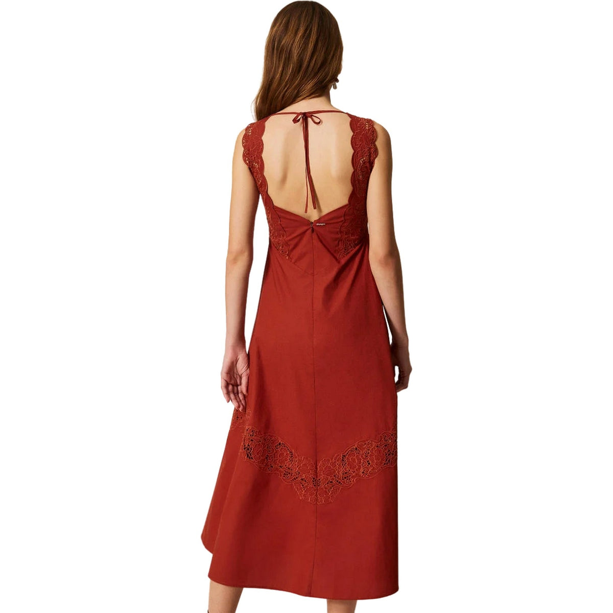 Vestiti da sera e cerimonia Donna Twinset - Abito Lungo Smanicato Ricamato - Rosso
