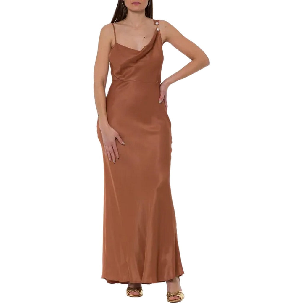 Vestiti da sera e cerimonia Donna Twinset - Abito Lungo Con Dettaglio Catena - Marrone