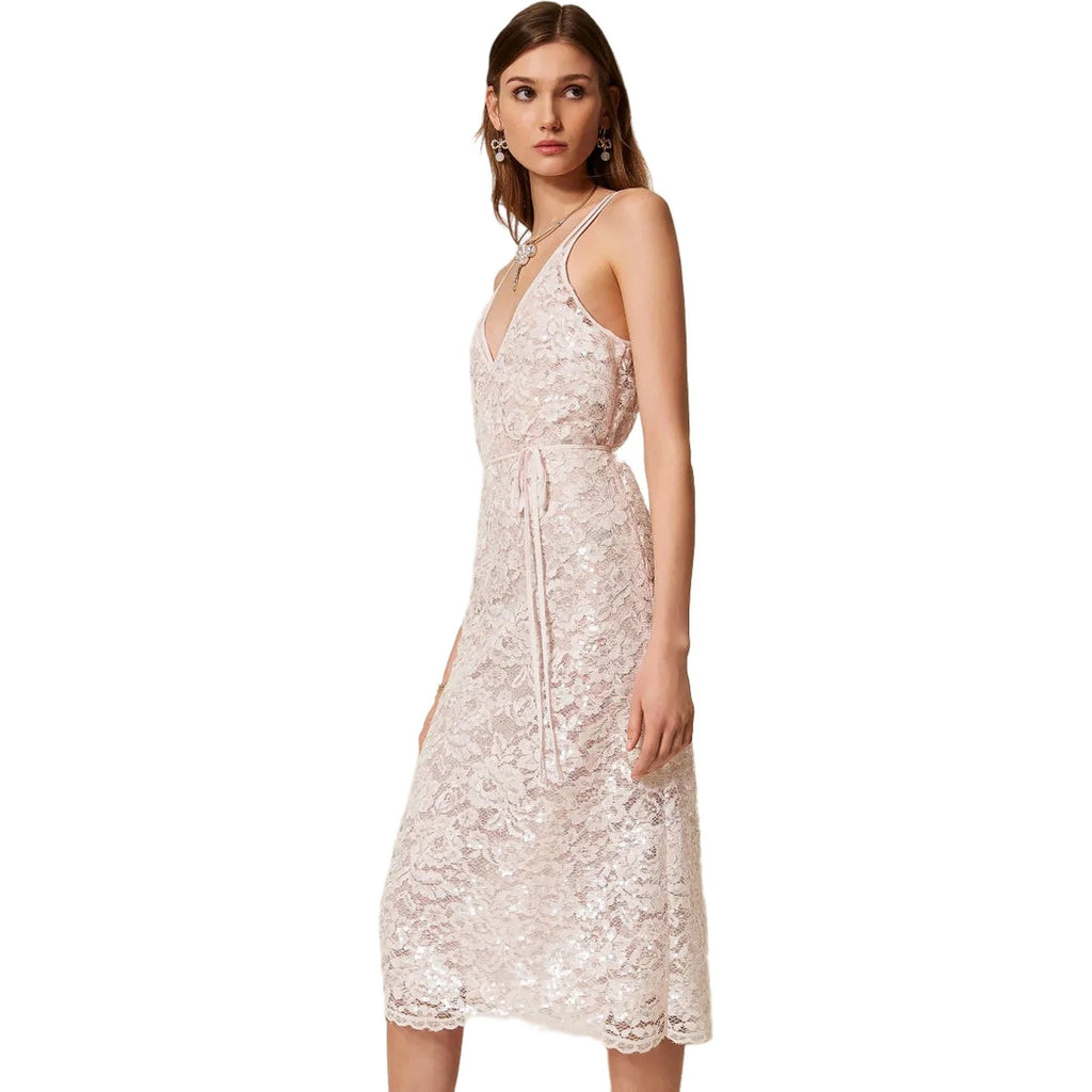 Vestiti da sera e cerimonia Donna Twinset - Abito Lungo C/Spallini E Sottoveste E Cintura - Rosa
