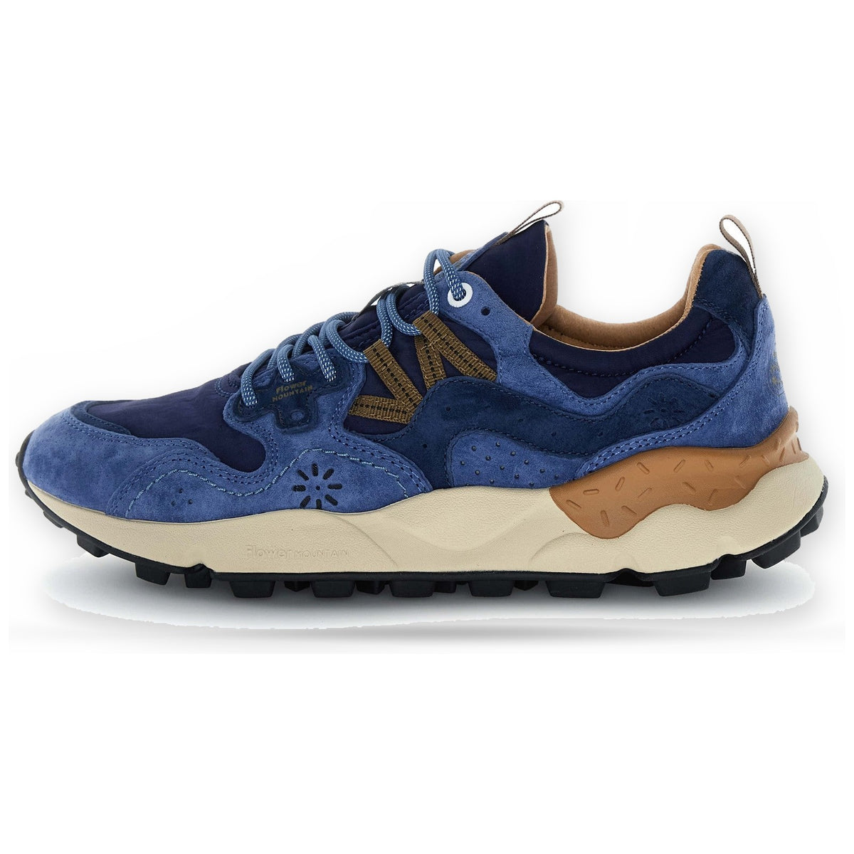 Sneaker Uomo Flower Mountain - Yamano 3 Man Suede/Nylon Navy-Blue-Brown - Blu