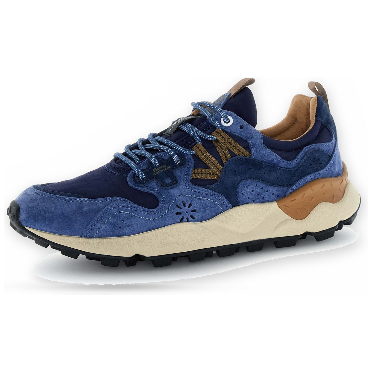 Sneaker Uomo Flower Mountain - Yamano 3 Man Suede/Nylon Navy-Blue-Brown - Blu