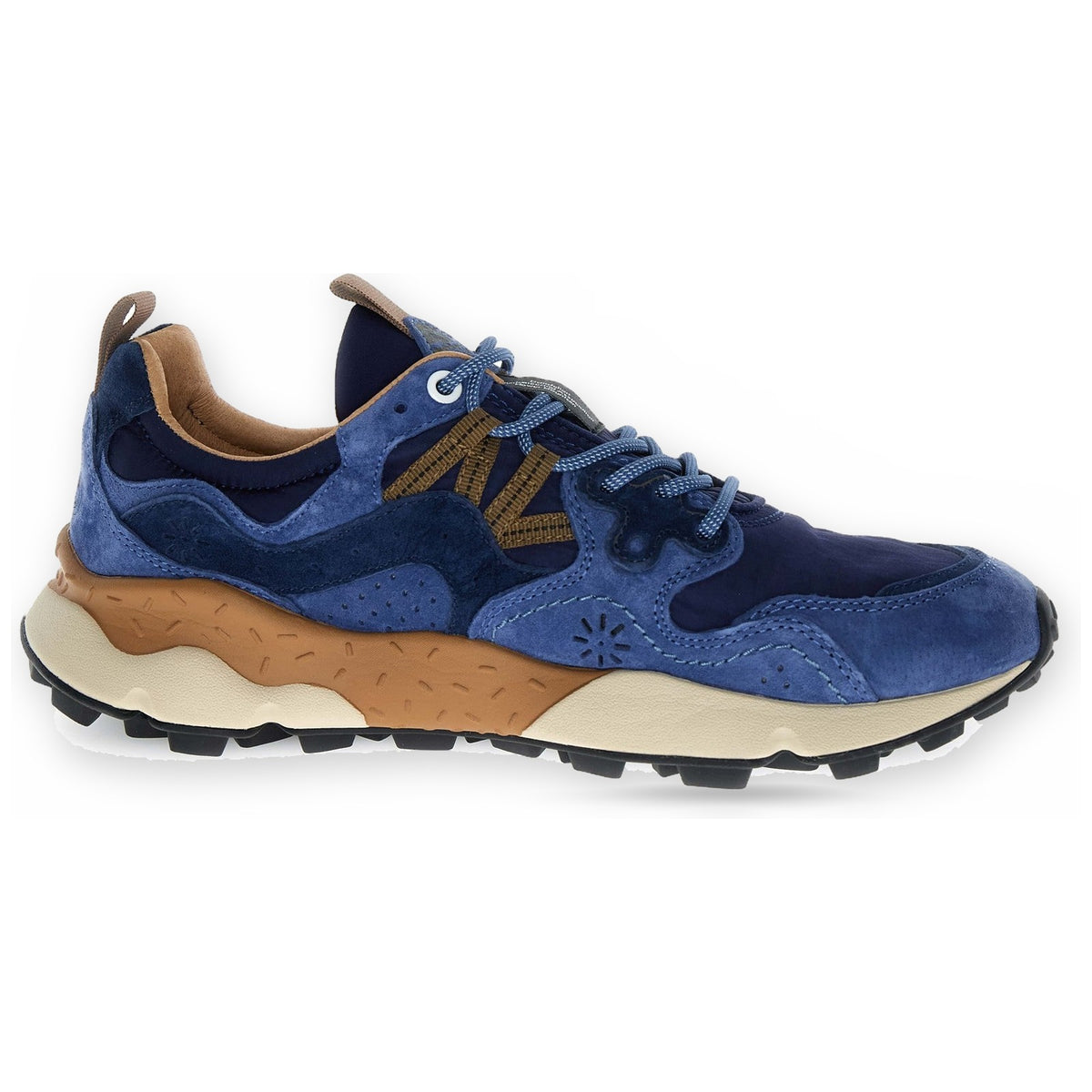 Sneaker Uomo Flower Mountain - Yamano 3 Man Suede/Nylon Navy-Blue-Brown - Blu