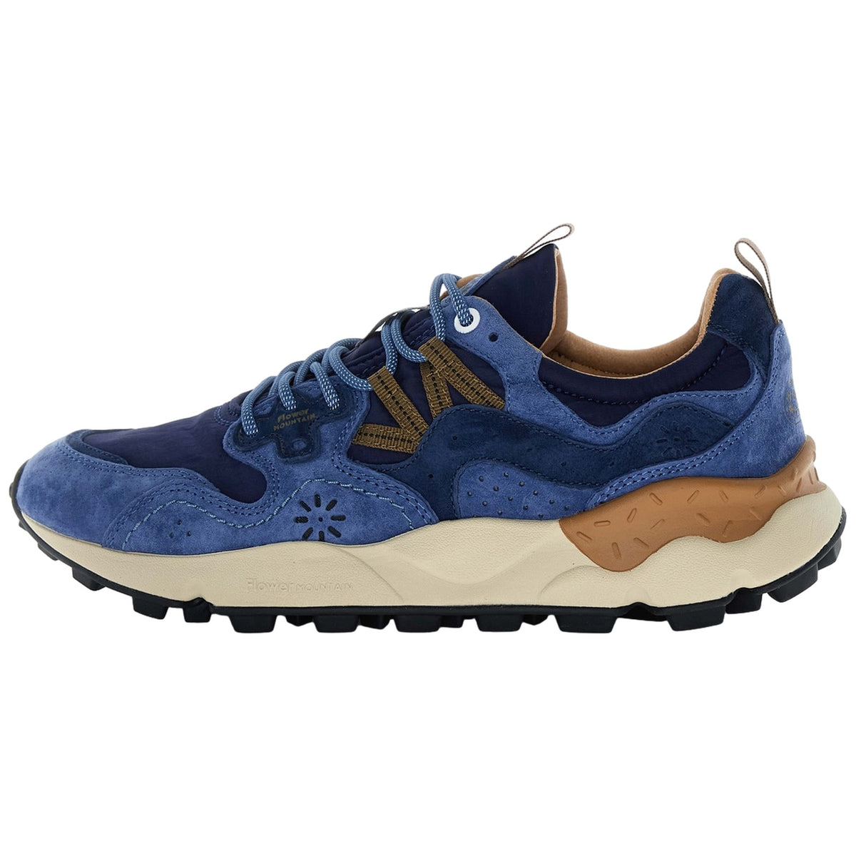 Sneaker Uomo Flower Mountain - Yamano 3 Man Suede/Nylon Navy-Blue-Brown - Blu