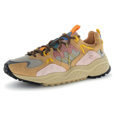 Sneaker Donna Flower Mountain - Yamabushi Woman Suede/Nylon Cognac-Taupe-Pink - Cuoio