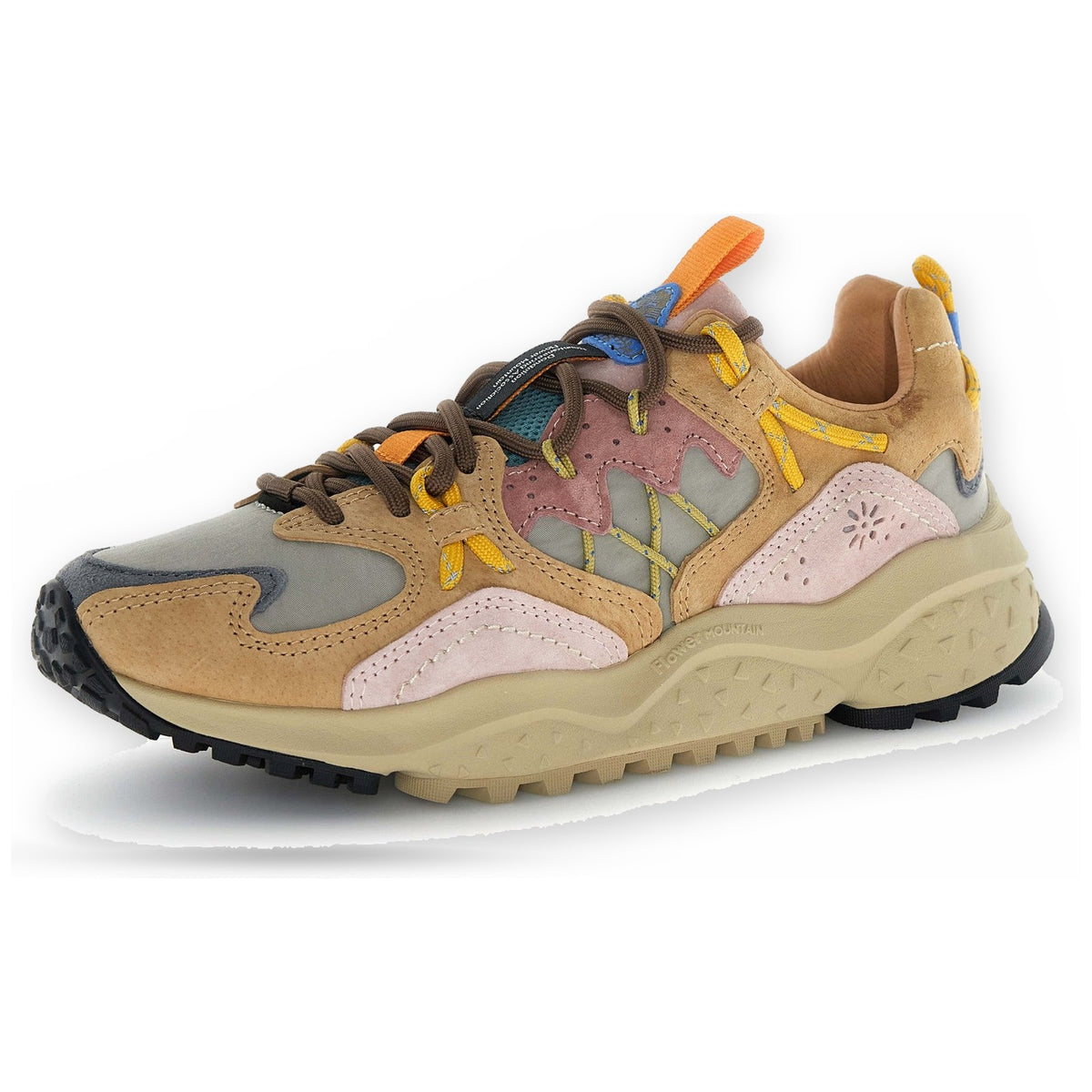 Sneaker Donna Flower Mountain - Yamabushi Woman Suede/Nylon Cognac-Taupe-Pink - Cuoio