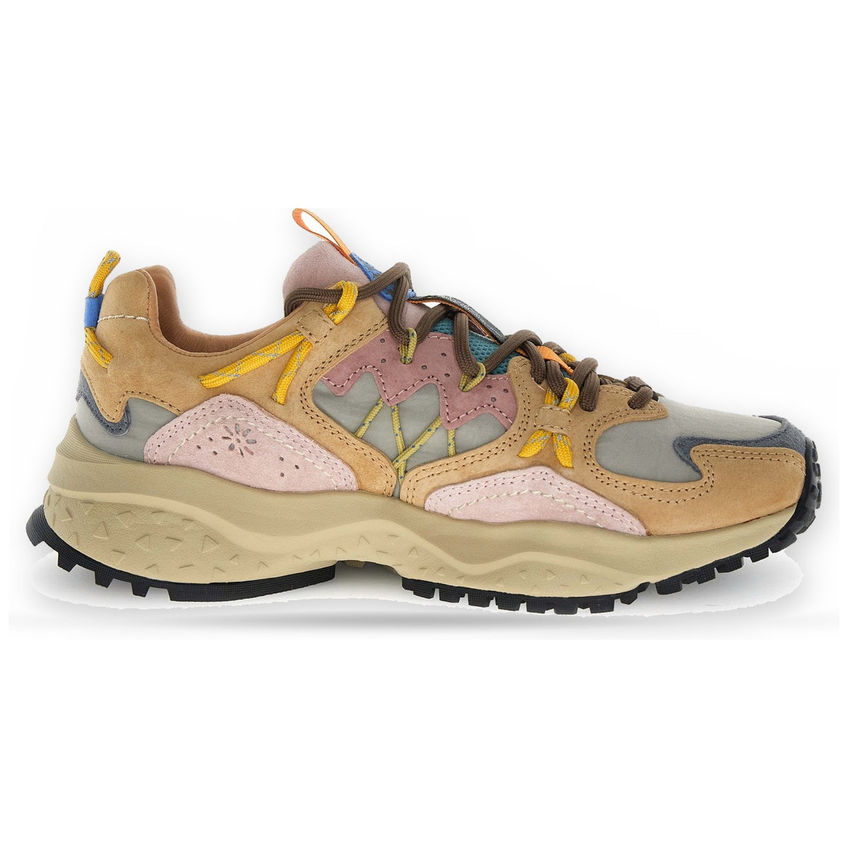 Sneaker Donna Flower Mountain - Yamabushi Woman Suede/Nylon Cognac-Taupe-Pink - Cuoio