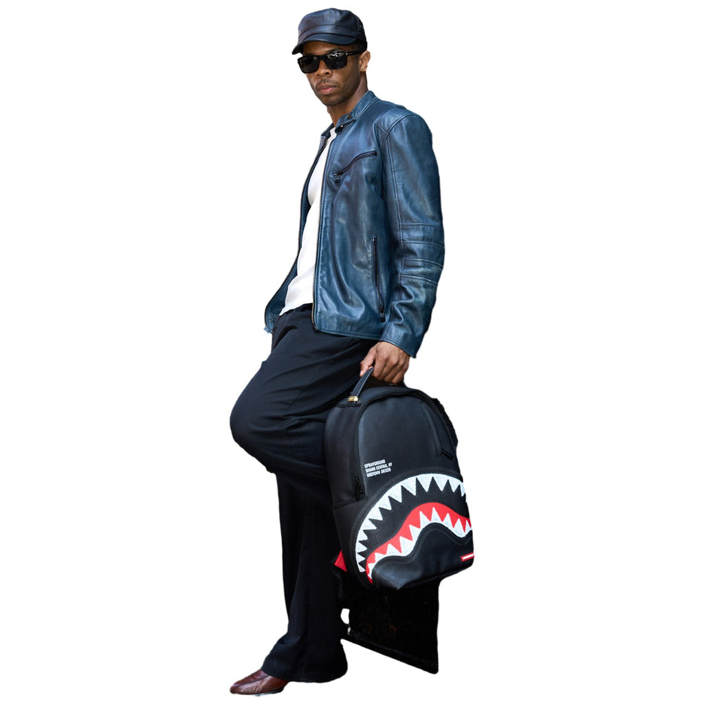Zaini Casual Unisex Sprayground - Shark Central Black Embroidered Shark Backpack - Nero