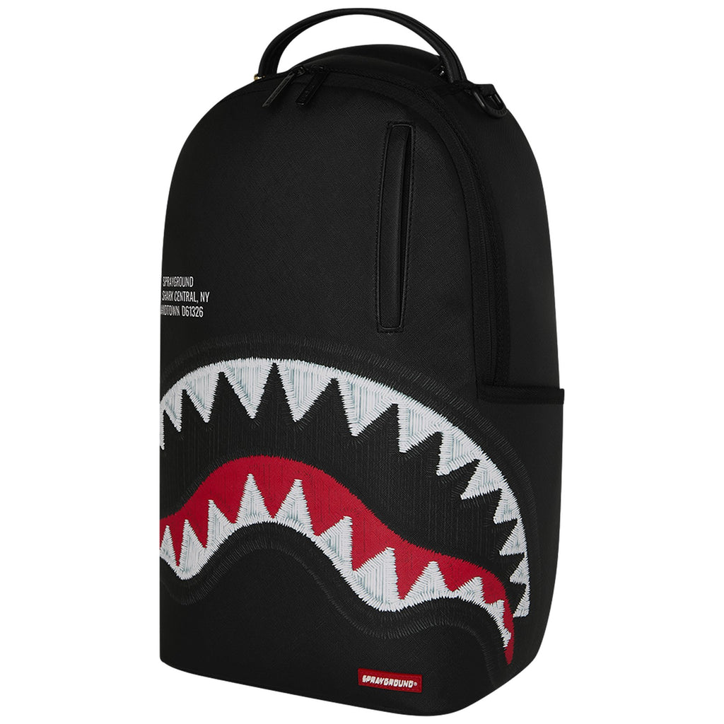 Zaini Casual Unisex Sprayground - Shark Central Black Embroidered Shark Backpack - Nero
