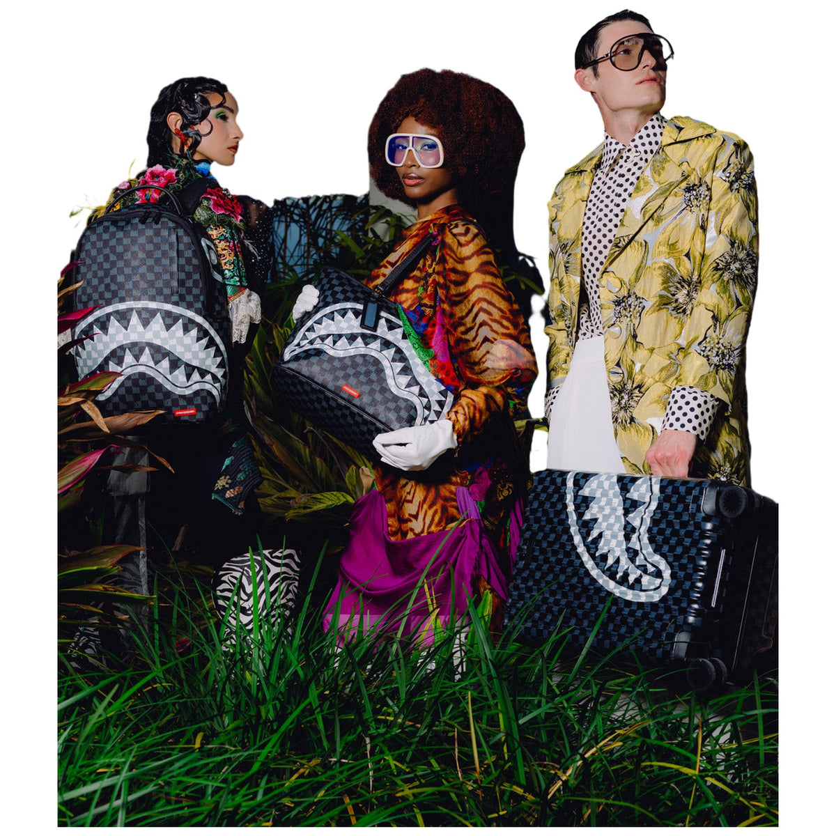 Zaini Casual Unisex Sprayground - Black And White Drip Check Shark Backpack - Nero