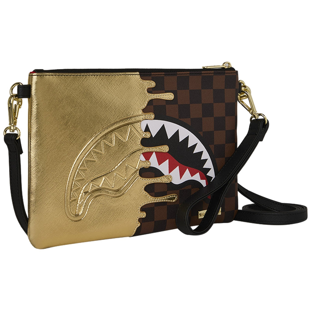 Tote da viaggio Unisex Sprayground - Sharks In Paris Gold Drip Crossover Clutch - Oro