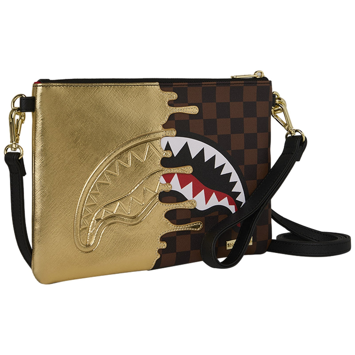 Tote da viaggio Unisex Sprayground - Sharks In Paris Gold Drip Crossover Clutch - Oro
