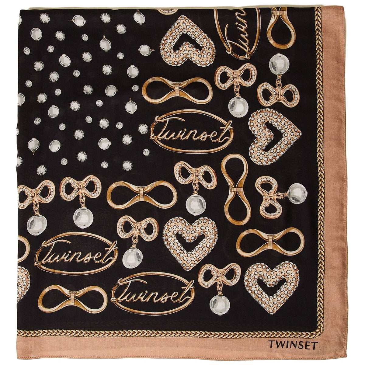 Sciarpe Donna Twinset - Kefia In Tessuto Stampa Bijoux - Nero