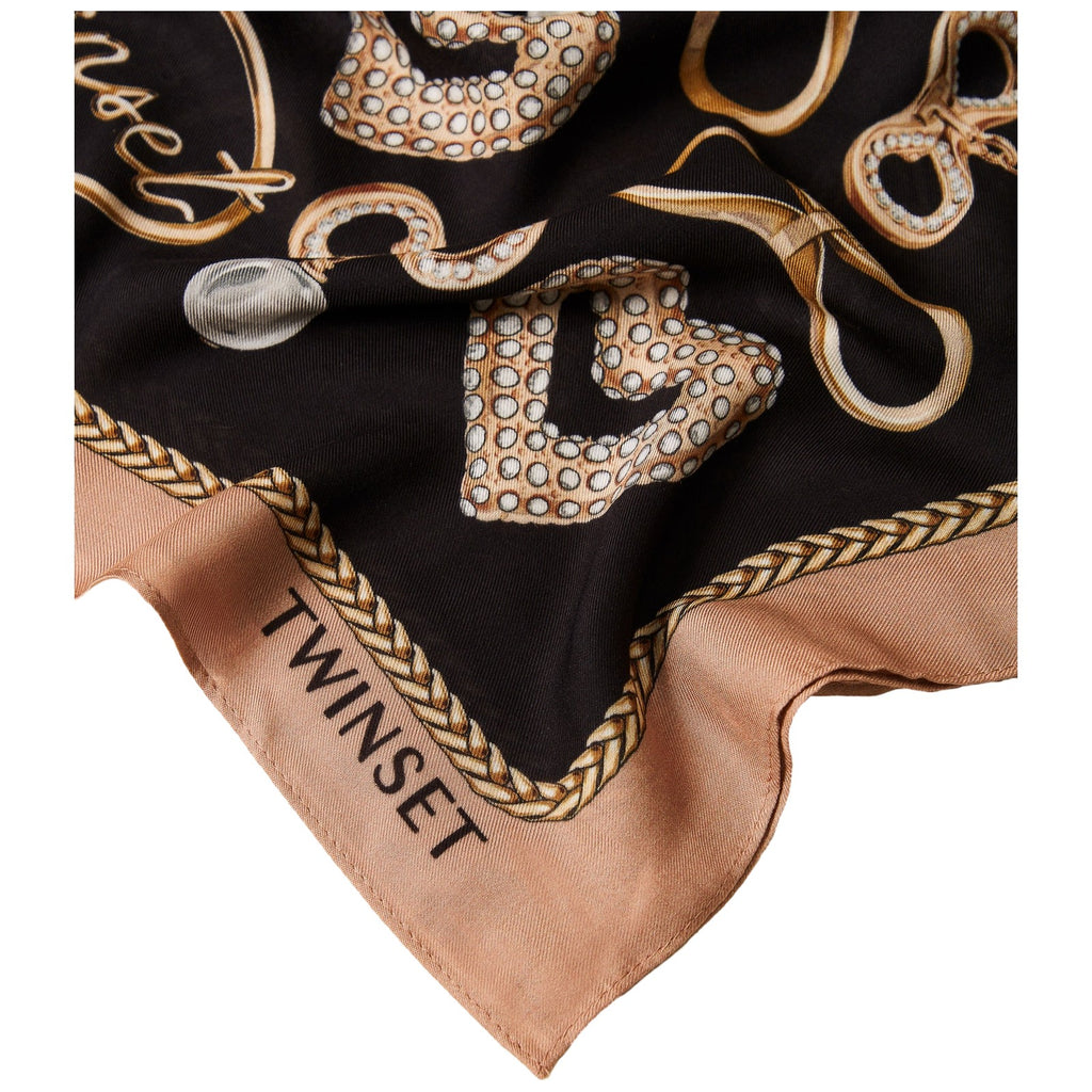Sciarpe Donna Twinset - Kefia In Tessuto Stampa Bijoux - Nero