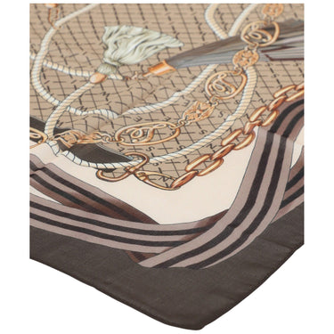 Sciarpe Donna Twinset - Kefia In Tessuto Stampa Catene E Nappe - Marrone
