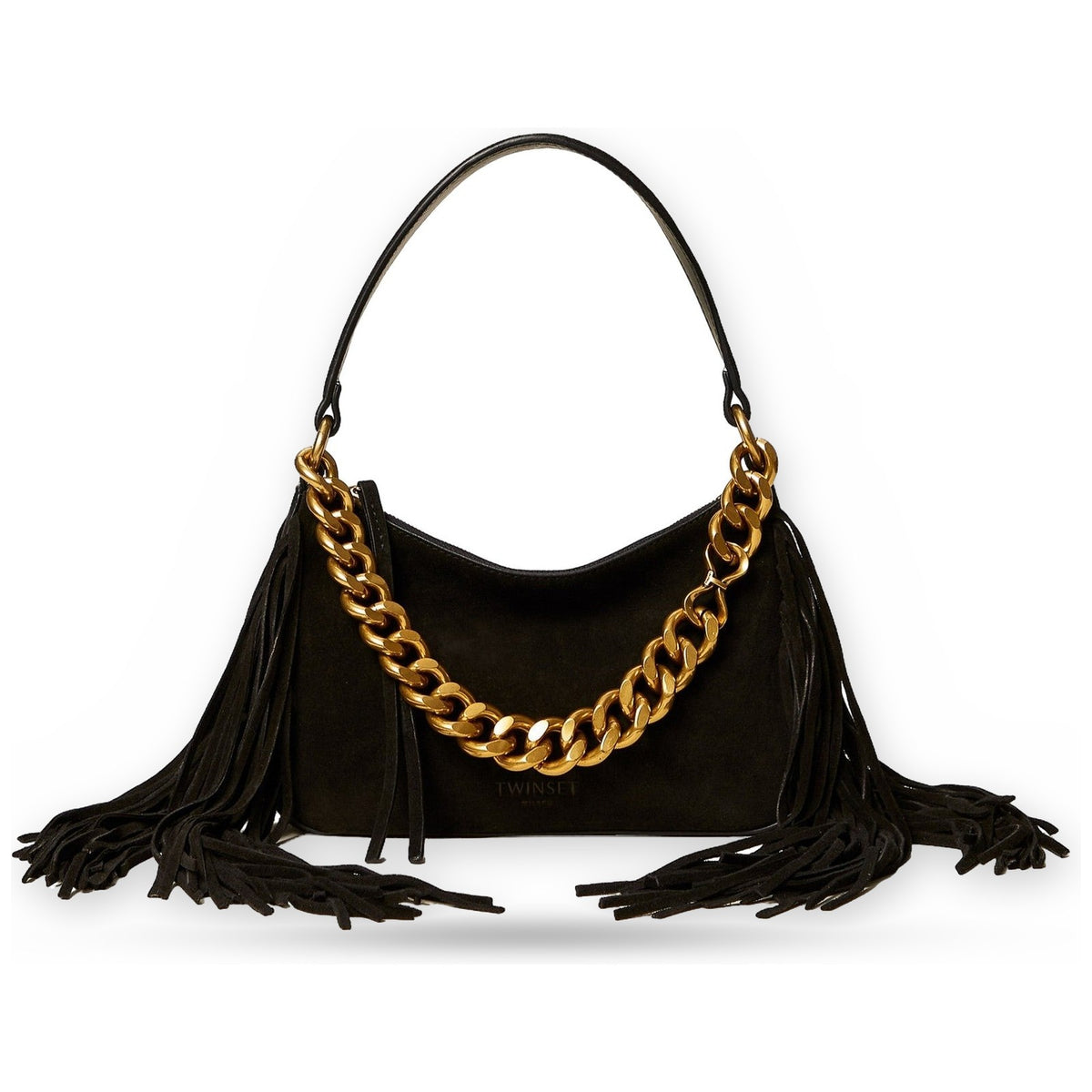 Borse a tracolla Donna Twinset - Tracolla "liliane" Piccola C/Frange In Pelle - Nero