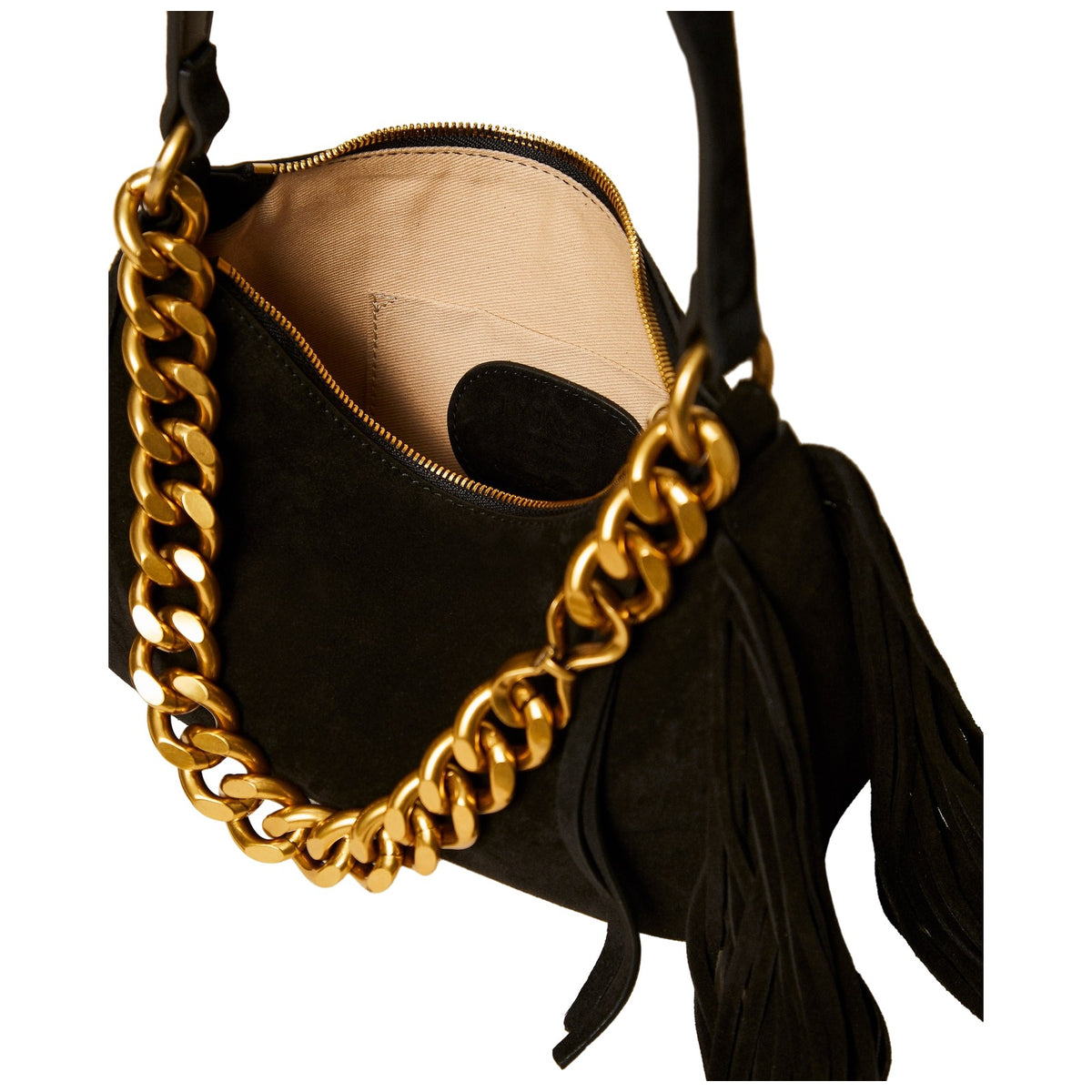 Borse a tracolla Donna Twinset - Tracolla "liliane" Piccola C/Frange In Pelle - Nero