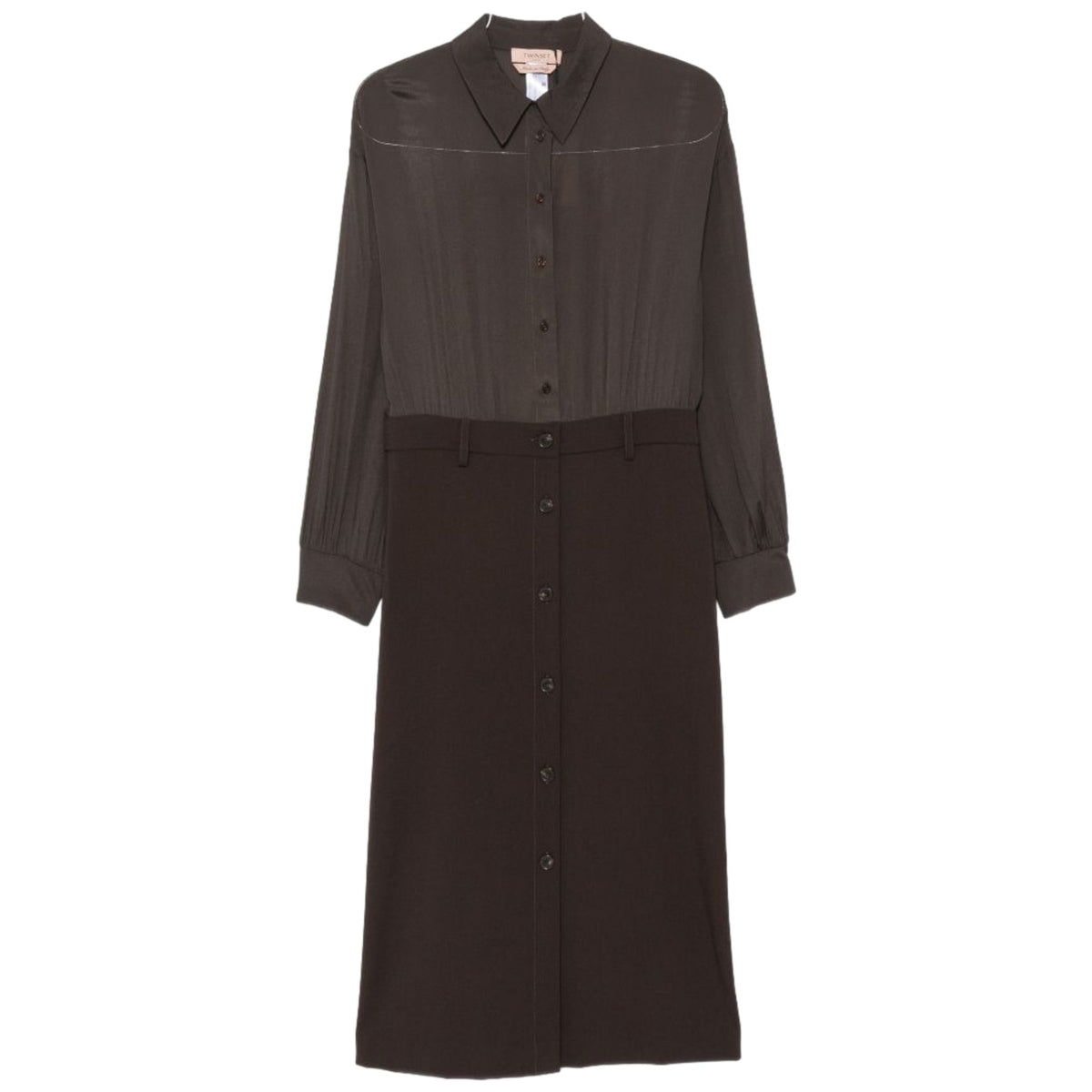 Vestiti casual Donna Twinset - Abito Midi Bi-materiale - Marrone