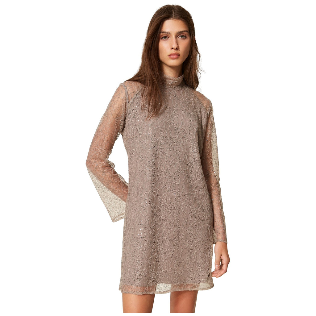 Vestiti casual Donna Twinset - Abito Corto M/L In Pizzo - Beige