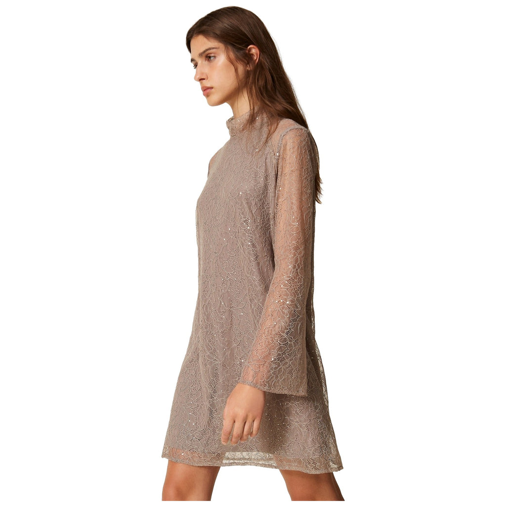 Vestiti casual Donna Twinset - Abito Corto M/L In Pizzo - Beige