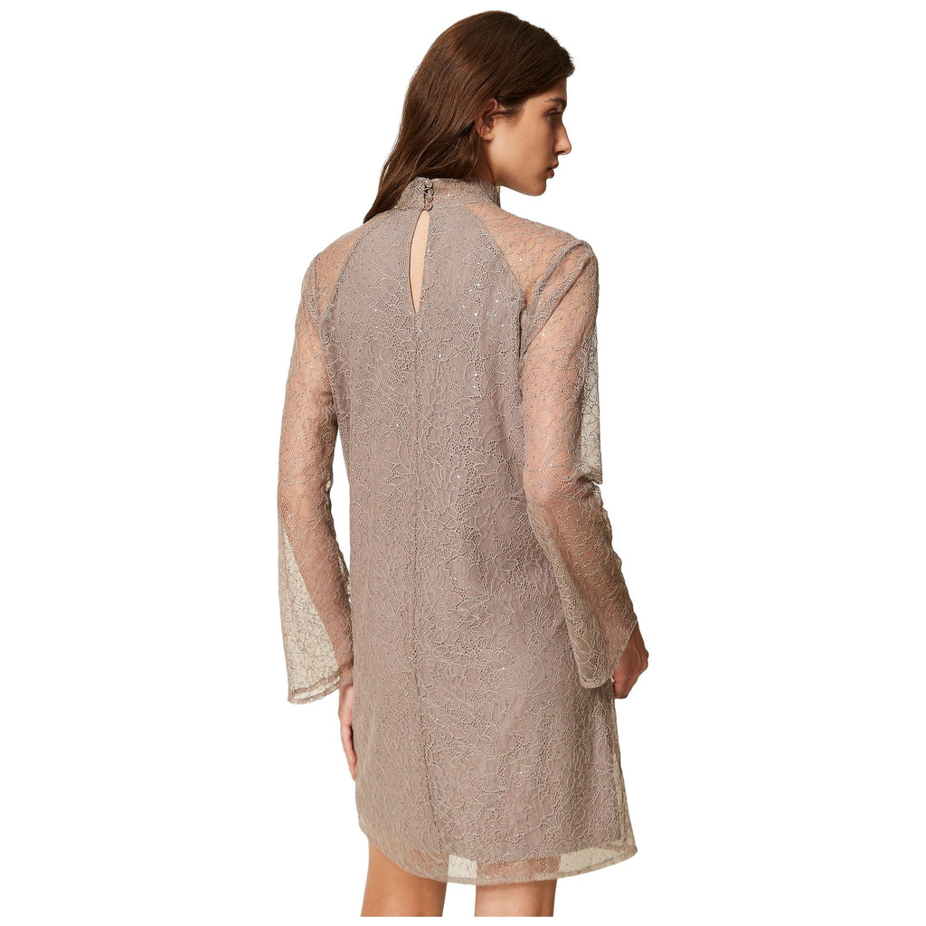 Vestiti casual Donna Twinset - Abito Corto M/L In Pizzo - Beige