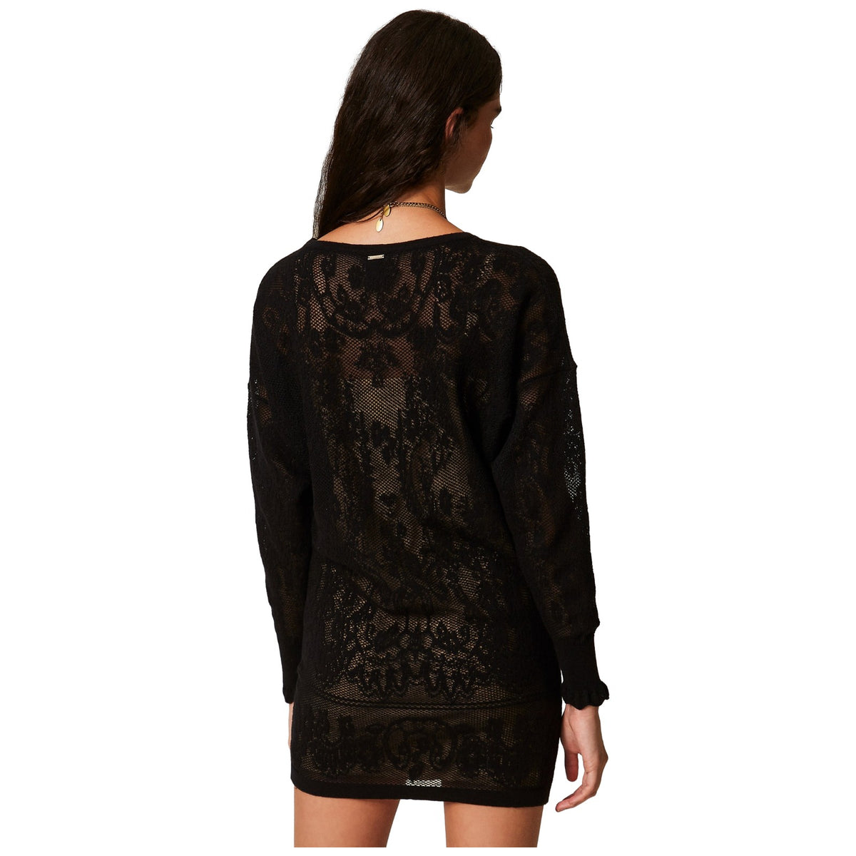 Vestiti casual Donna Twinset - Mini Abito In Maglia Jacquard - Nero