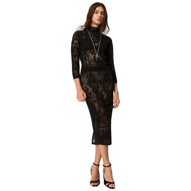 Gonne casual Donna Twinset - Gonna In Maglia Jacquard C/Sottogonna - Nero