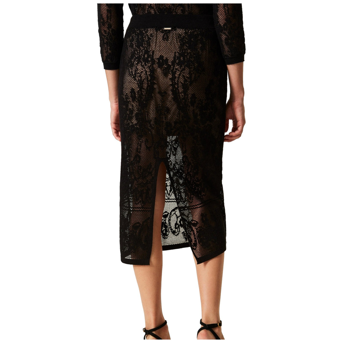 Gonne casual Donna Twinset - Gonna In Maglia Jacquard C/Sottogonna - Nero