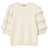 Maglie Donna Twinset - Maglia Manica Corta Con Rouches E Punto Rete - Panna