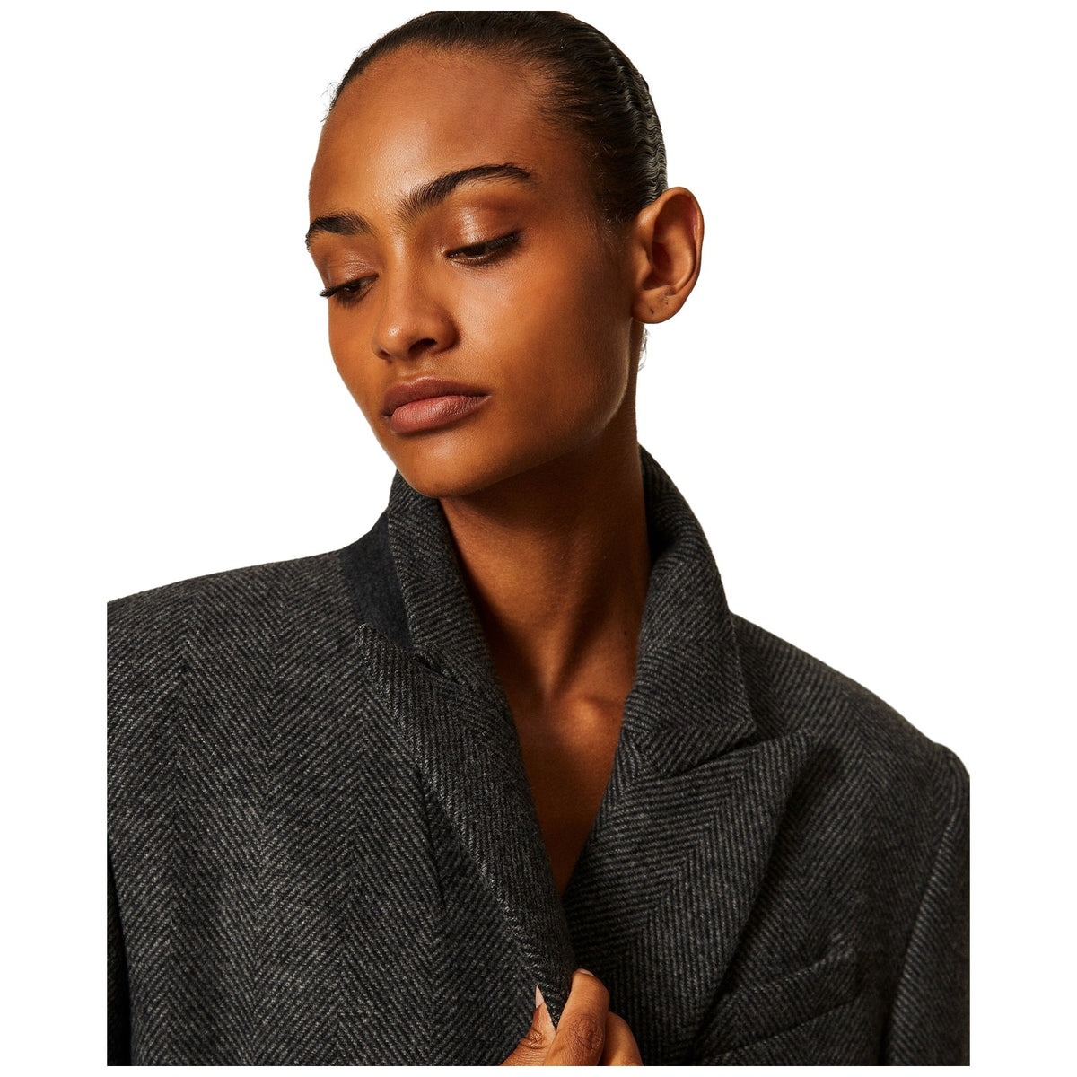 Cappotti Donna Twinset - Cappotto Lungo Doppiopetto - Grigio