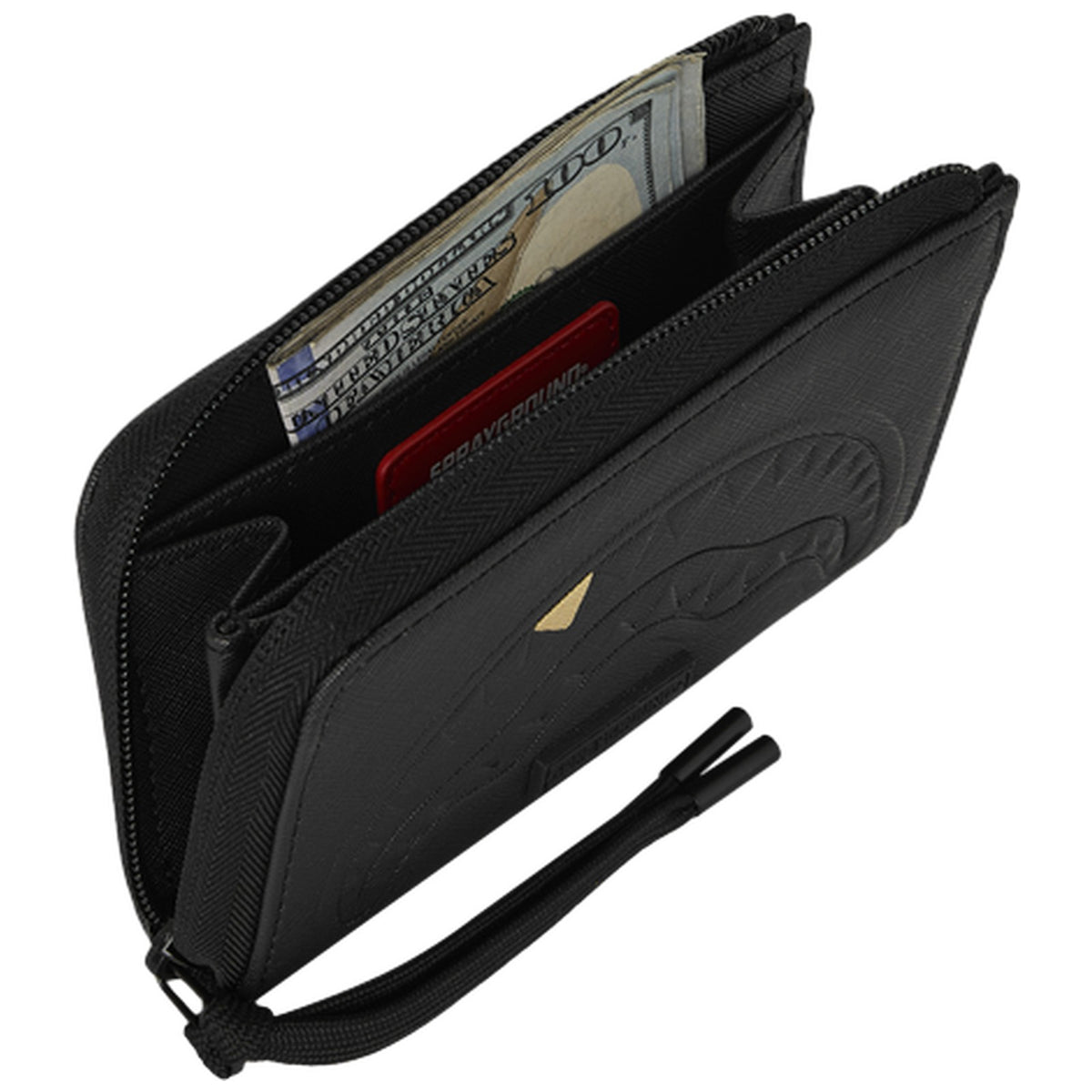 Portafogli Unisex Sprayground - Blacked Out Embossed Gold Tooth Wallet - Nero