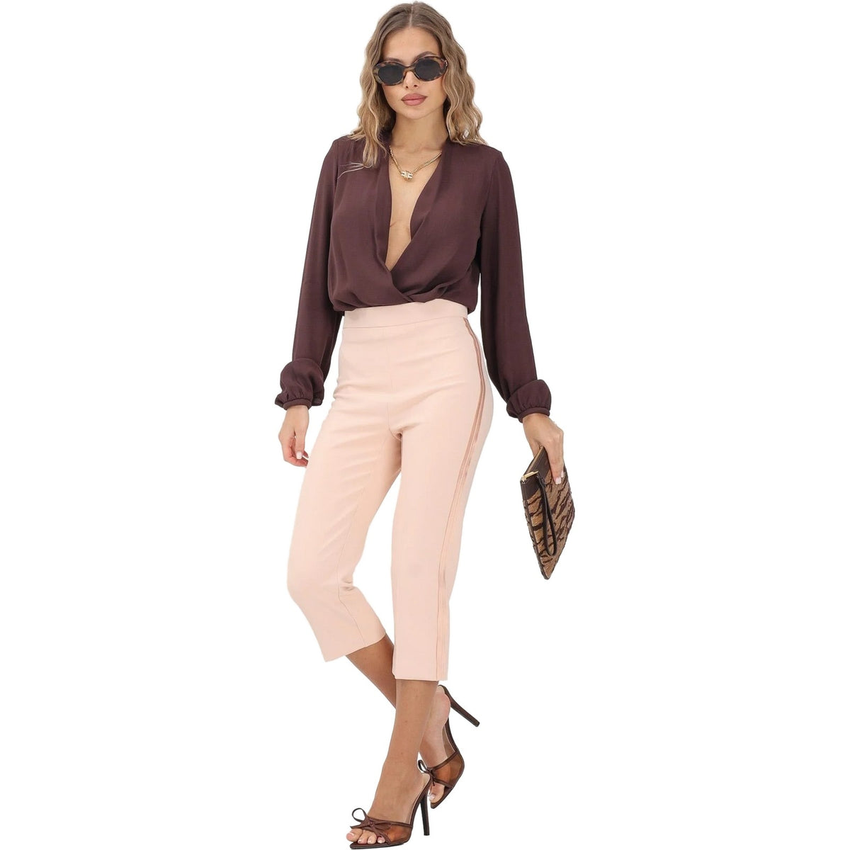 Bluse e camicie Donna Elisabetta Franchi - Camicia a body - Marrone