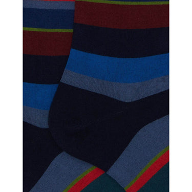 Calze Uomo Gallo - Uomo Lungo Co/Ly Leggero Righe Multicolor - Blu